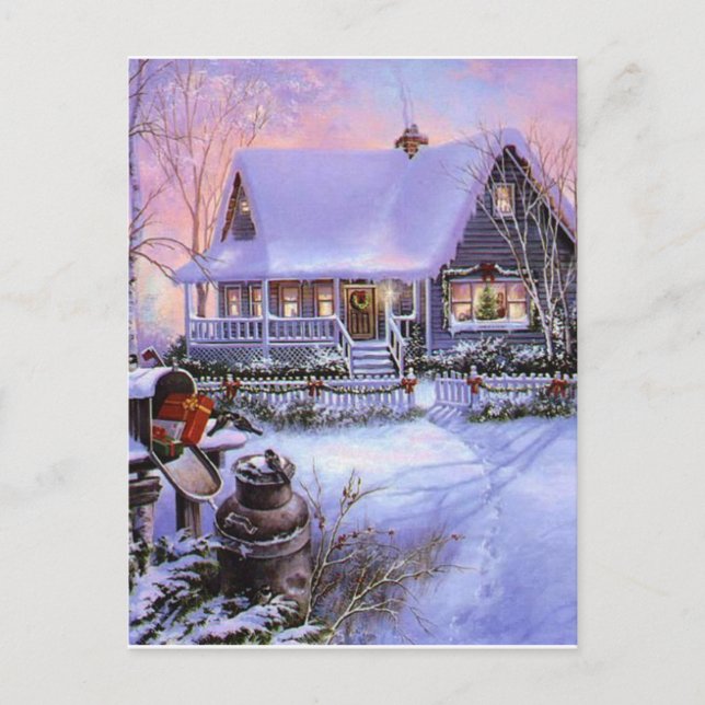 Cartes Pour Fêtes Annuelles Cabine vintage de Noël de pays (Devant)