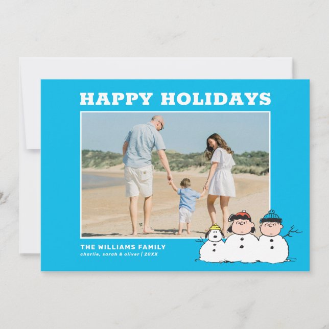 Cartes Pour Fêtes Annuelles cacahuètes | 3 Personne Snowman (Devant)