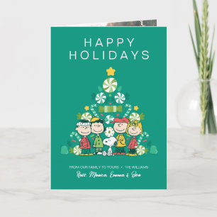 Cartes Pour Fêtes Annuelles cacahuètes   Arbre de Noël de menthe poivrée