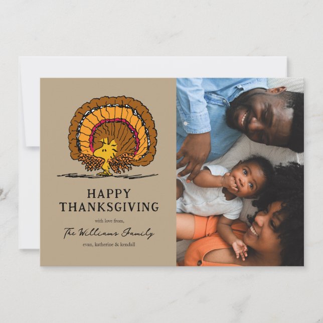 Cartes Pour Fêtes Annuelles cacahuètes | Bon thanksgiving Woodstock Turquie (Devant)
