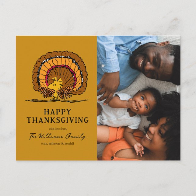 Cartes Pour Fêtes Annuelles cacahuètes | Bon thanksgiving Woodstock Turquie (Devant)