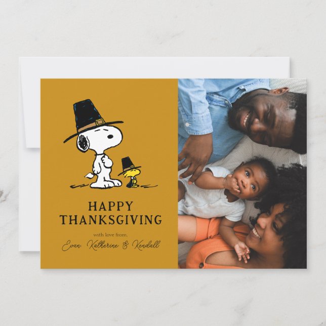 Cartes Pour Fêtes Annuelles cacahuètes | Bons thanksgivings pèlerins (Devant)