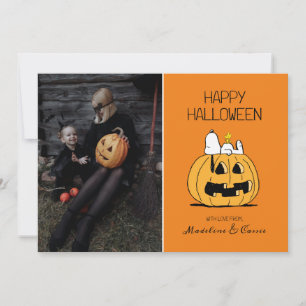 Cartes Pour Fêtes Annuelles cacahuètes   Joyeux Halloween Snoopy & Jack O'Lant
