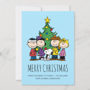Cartes Pour Fêtes Annuelles cacahuètes   La Bande autour de l'arbre de Noël