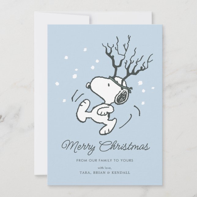 Cartes Pour Fêtes Annuelles cacahuètes | Snoopy Reindeer Crossing Noël (Devant)