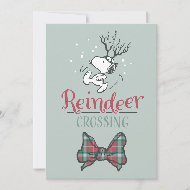 Cartes Pour Fêtes Annuelles cacahuètes | Snoopy Reindeer Crossing Noël (Devant)
