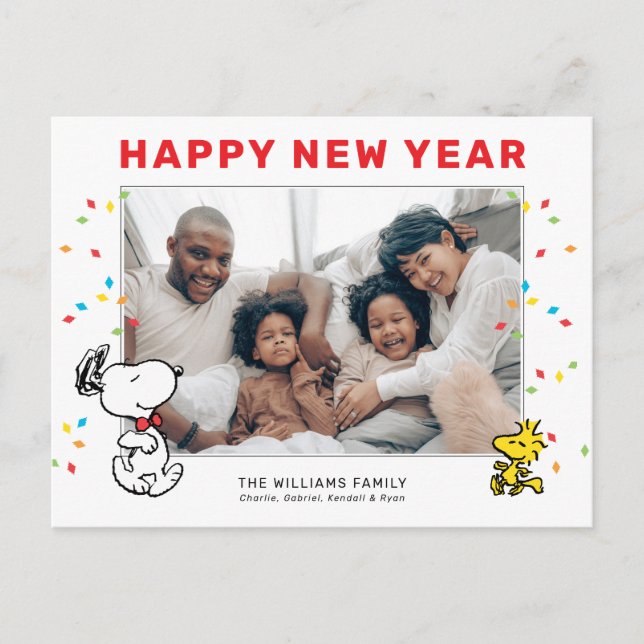 Cartes Pour Fêtes Annuelles cacahuètes | Snoopy & Woodstock Bonne année (Devant)