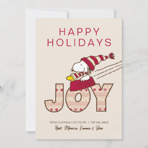 Cartes Pour Fêtes Annuelles Cacahuètes Snoopy & Woodstock Joie de traîneau