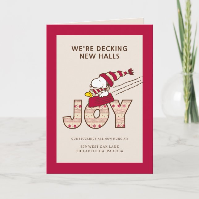 Cartes Pour Fêtes Annuelles cacahuètes | Snoopy & Woodstock Joy Sled Ride (Devant)