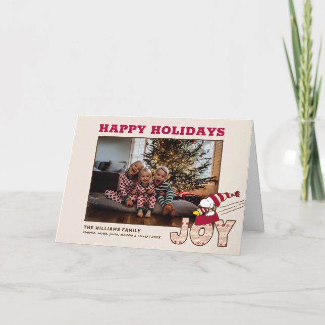 Cartes Pour Fêtes Annuelles cacahuètes | Snoopy & Woodstock Joy Sled Ride (Devant)
