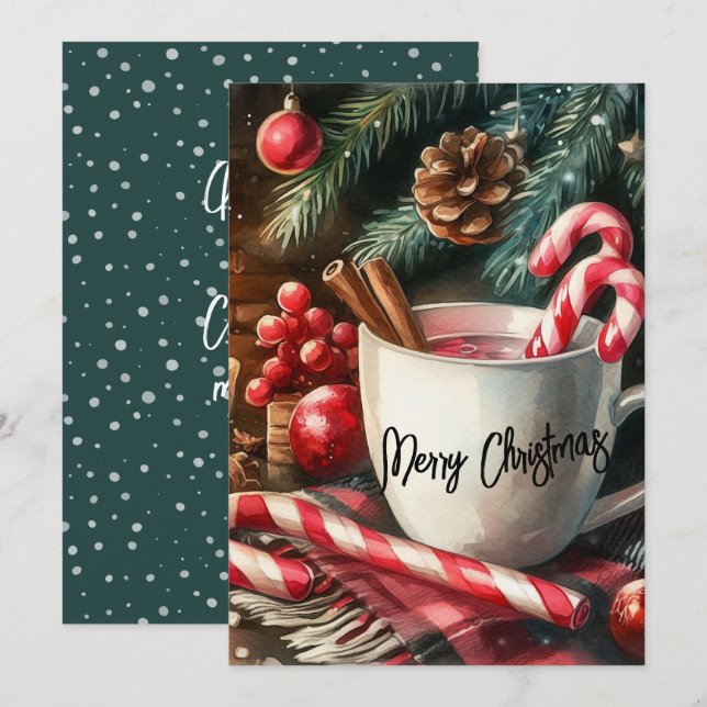 Cartes Pour Fêtes Annuelles Cacao et Joie (Devant / Derrière)