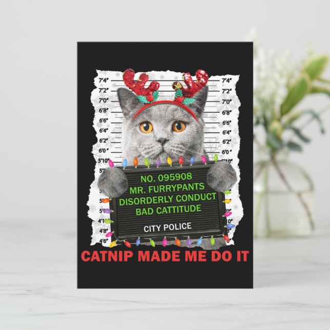 Cartes Pour Fêtes Annuelles Cachou Noël laid pour maman chat papa chat amour c (Debout devant)