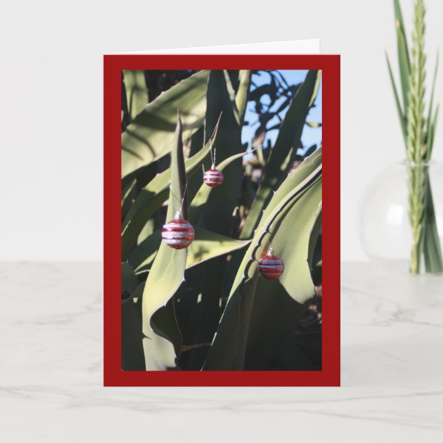 Cartes Pour Fêtes Annuelles Cactus d'arbre de Noël (Devant)