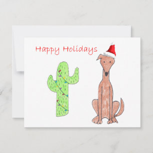 Cartes Pour Fêtes Annuelles Cactus de la Faune Greyhound Noël