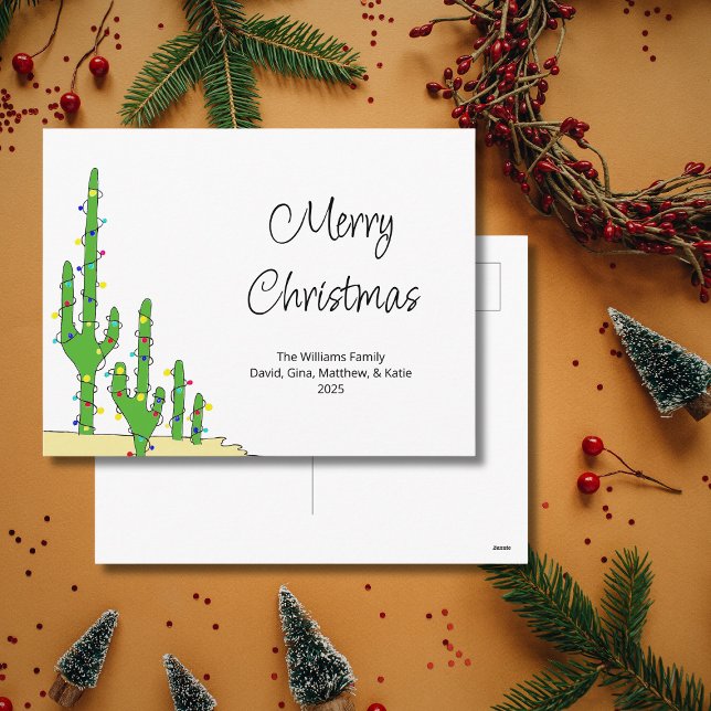 Cartes Pour Fêtes Annuelles Cactus de Noël Désert du Sud-Ouest (Créateur téléchargé)