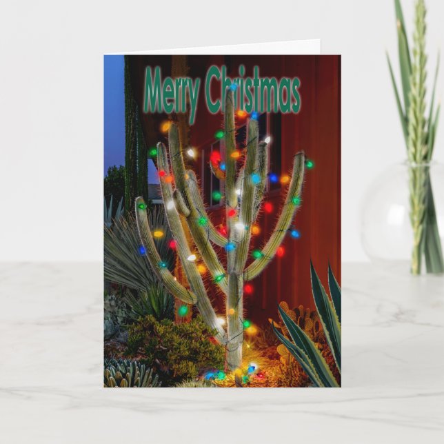 Cartes Pour Fêtes Annuelles Cactus de Noël éclatants avec Joyeux Noël (Devant)