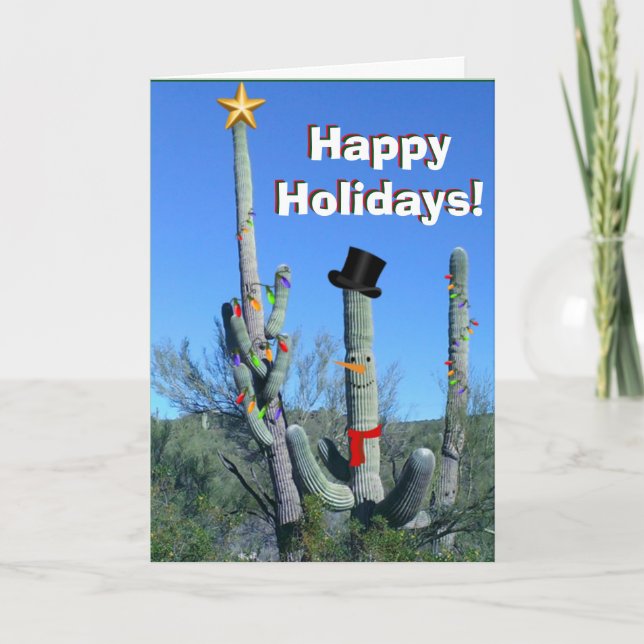 Cartes Pour Fêtes Annuelles Cactus de temps de Noël - (Devant)