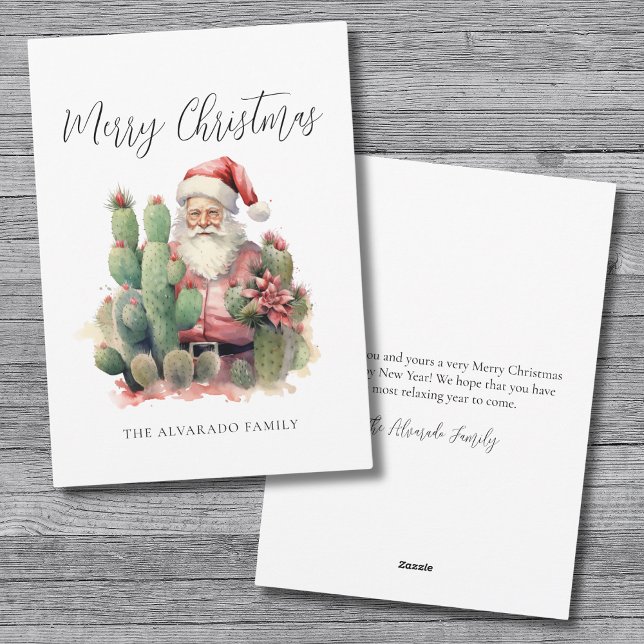 Cartes Pour Fêtes Annuelles Cactus Père Noël Joyeux Noël (Cactus Santa Merry Christmas Holiday Card)