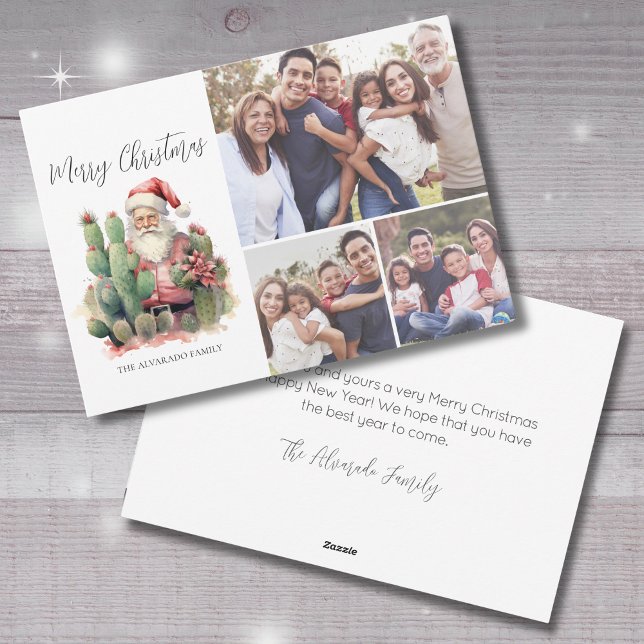 Cartes Pour Fêtes Annuelles Cactus Père Noël Photo Joyeux Noël (Cactus Santa Photo Merry Christmas Holiday Card)