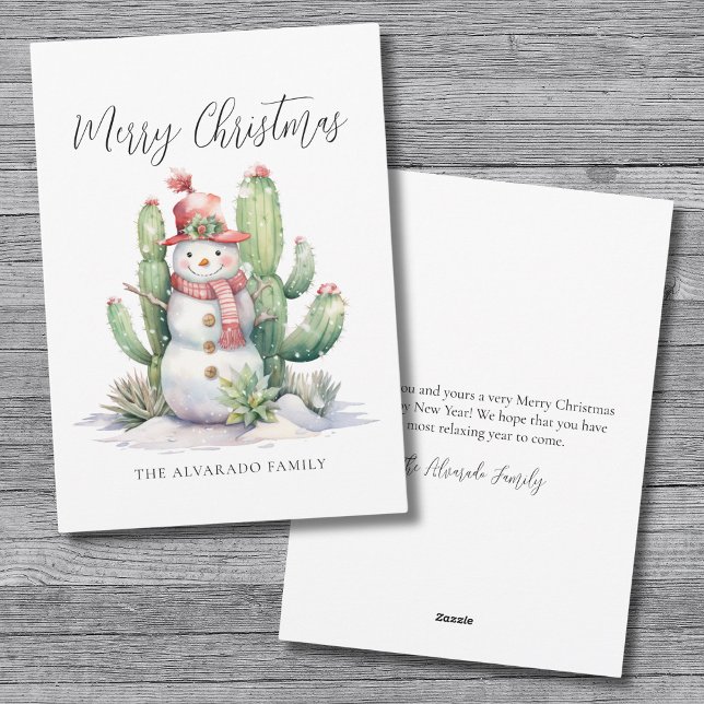 Cartes Pour Fêtes Annuelles Cactus Snowman Joyeux Noël (Cactus Snowman Merry Christmas Holiday Card)