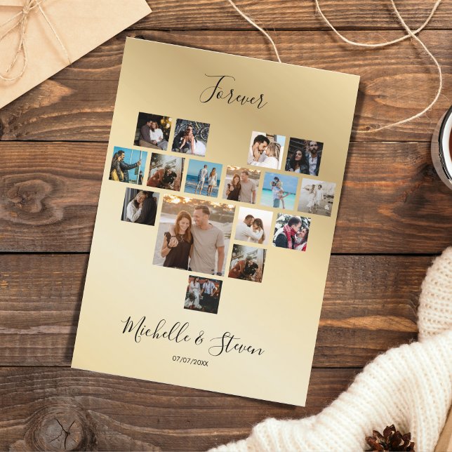 Cartes Pour Fêtes Annuelles Cadeau Couples Saint Valentin Coeur Photo Collage (heart shaped photo collage for valentines day)