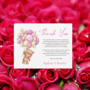 Cartes Pour Fêtes Annuelles Cadeau d'anniversaire ours en peluche rose merci