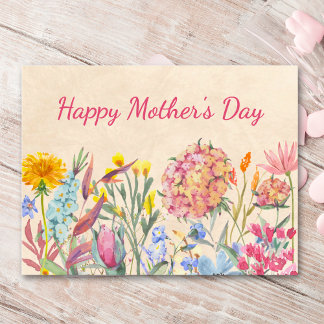 Cartes Pour Fêtes Annuelles Cadeau de fête des mères Fleurs aquarelles