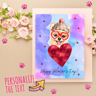 Cartes Pour Fêtes Annuelles Cadeau de la Saint-Valentin Chien Pomeranian Viole