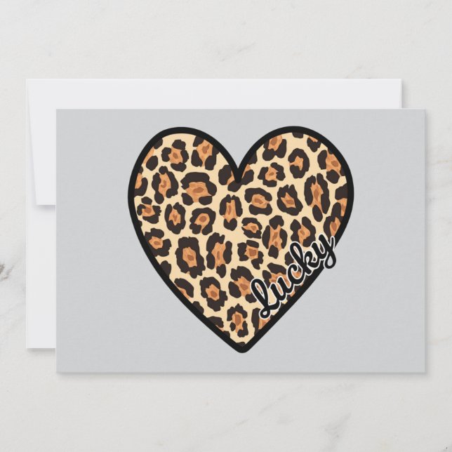 Cartes Pour Fêtes Annuelles Cadeau de la Saint-Valentin cœur léopard mignon (Devant)