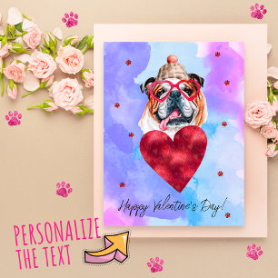 Cartes Pour Fêtes Annuelles Cadeau de la Saint-Valentin pour chien Bouledogue 