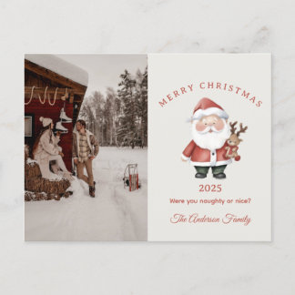 Cartes Pour Fêtes Annuelles Cadeau de Noël à l'aquarelle Santa personnalisé