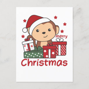 Cartes Pour Fêtes Annuelles Cadeau de Noël de singe Animaux d'hiver Singes