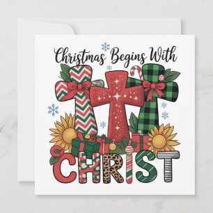 Cartes Pour Fêtes Annuelles Cadeau de Noël Joyeux Noël Carreaux Croix Religieu