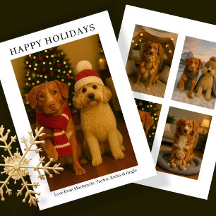 Cartes Pour Fêtes Annuelles Cadeau de Noël moderne personnalisé avec 5 photos
