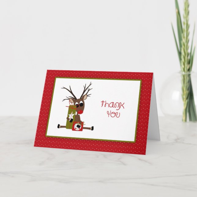 Cartes Pour Fêtes Annuelles Cadeau de Noël Remerciement Renne Mignon (Devant)