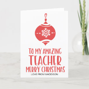 Cartes Pour Fêtes Annuelles Cadeau de Noël rouge et blanc pour enseignant scol
