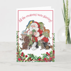 Cartes Pour Fêtes Annuelles Cadeau de vacances Père Noël Animaux de compagnie 