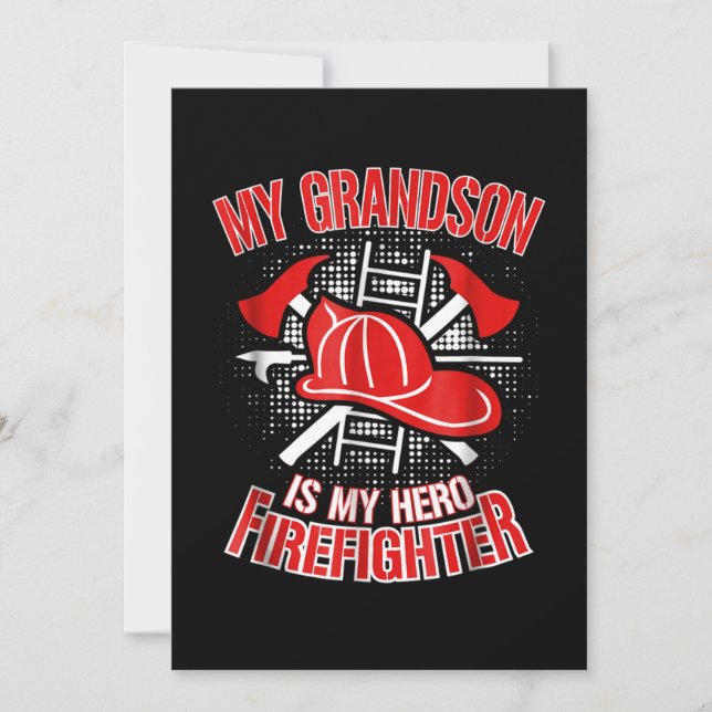 Cartes Pour Fêtes Annuelles Cadeau pompier | Mon Petit-Fils Est Mon Pompier (Devant)