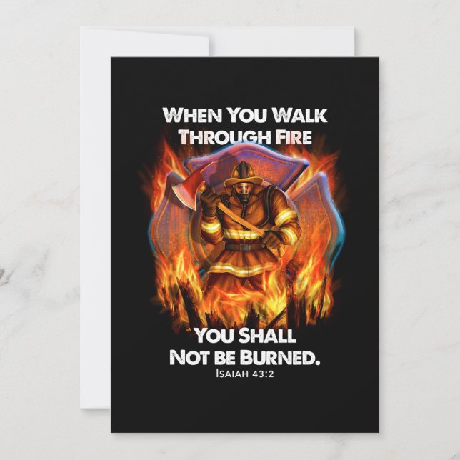 Cartes Pour Fêtes Annuelles Cadeau pompier | Quand vous traversez le feu (Devant)
