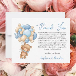 Cartes Pour Fêtes Annuelles Cadeau pour bébé garçon Ourson en peluche merci