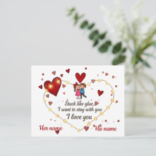 Cartes Pour Fêtes Annuelles Cadeau romantique personnalisé 'Pensée pour toi'