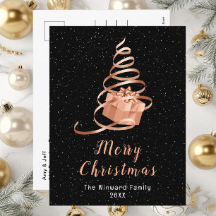 Cartes Pour Fêtes Annuelles Cadeau rose Gold et Black Ribbon Joyeux Noël