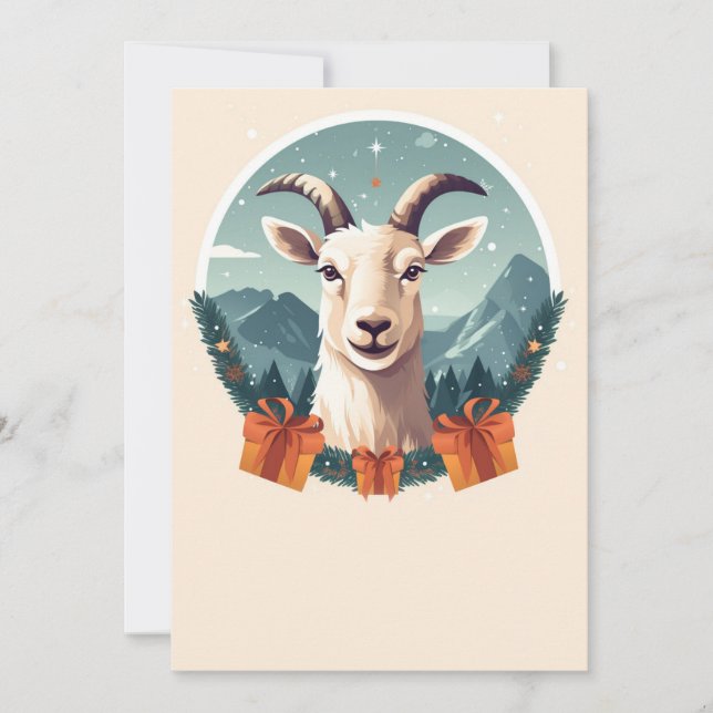 Cartes Pour Fêtes Annuelles Cadeaux de chèvre de Noël (Devant)