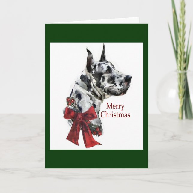 Cartes Pour Fêtes Annuelles Cadeaux de Noël Arlequin Great Dane (Devant)