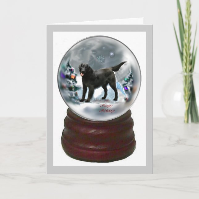 Cartes Pour Fêtes Annuelles Cadeaux de Noël Retriever à revêtement plat (Devant)
