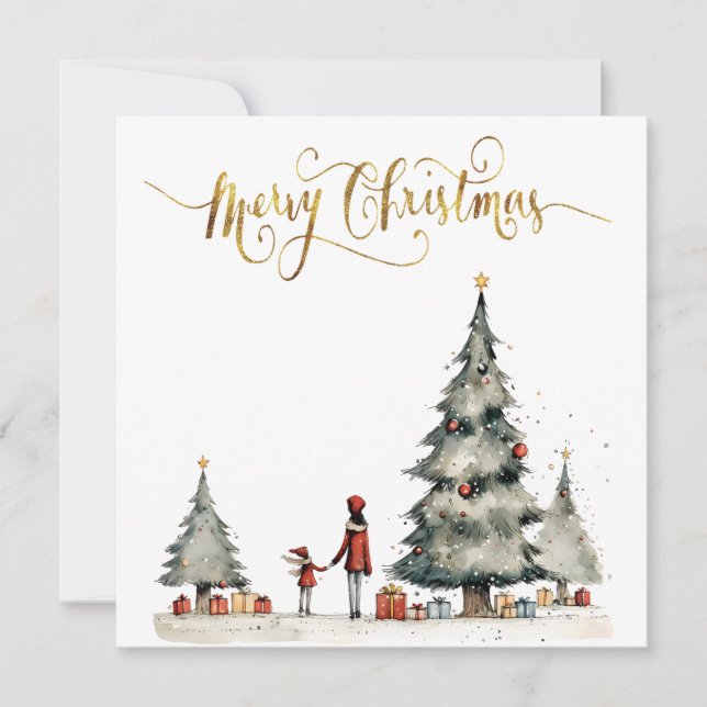 Cartes Pour Fêtes Annuelles Cadeaux de Noël sous l'arbre (Devant)