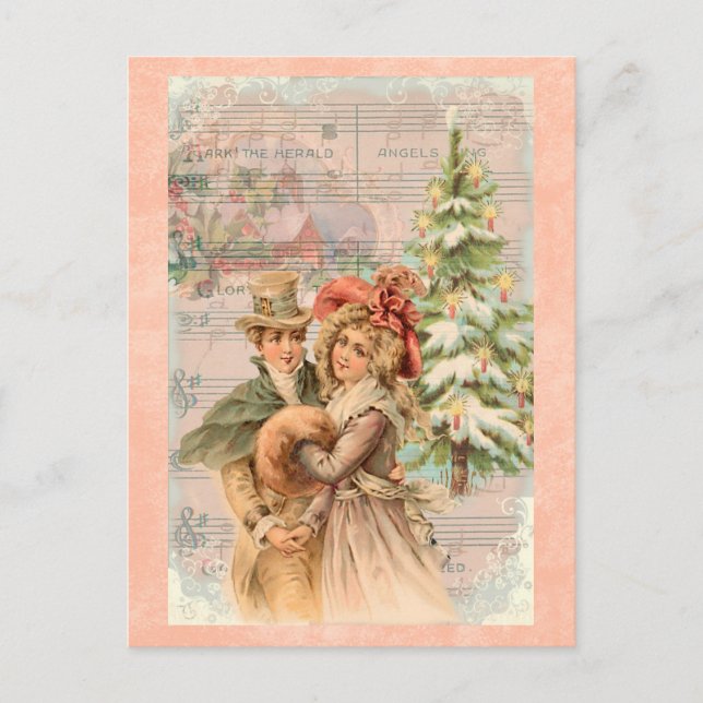 Cartes Pour Fêtes Annuelles Cadeaux de Noël victorien Couple (Devant)