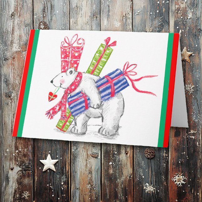 Cartes Pour Fêtes Annuelles Cadeaux de roulement polaire rétro Noël (Créateur téléchargé)