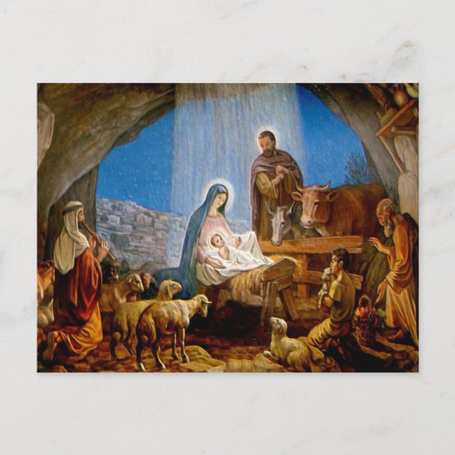 Cartes Pour Fêtes Annuelles Cadeaux de scène de nativité pour Noël (Devant)