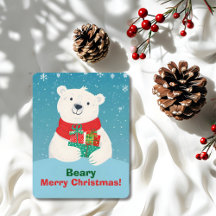 Cadeaux d'ours polaires mignons et message jouant 